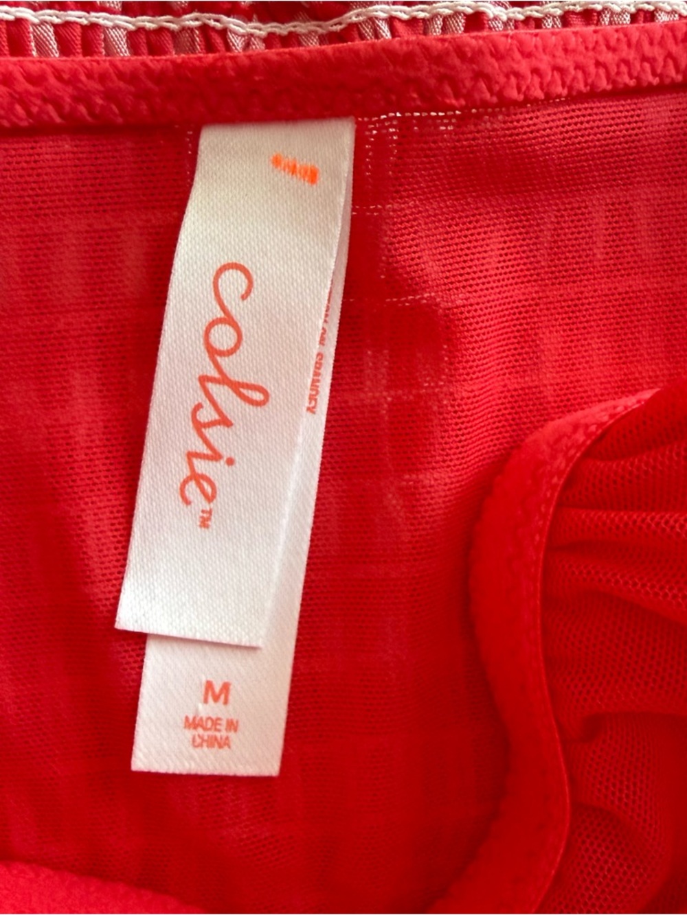 Colsie Red Smocked Ruffle Crop top - Picture 3 of 4